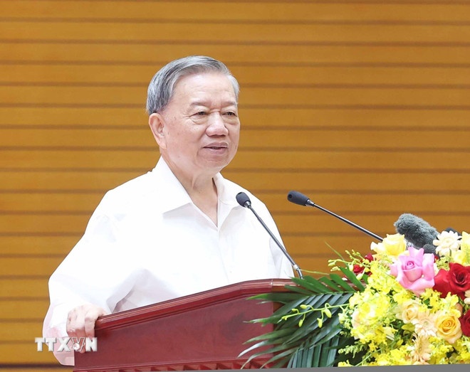   Tổng Bí thư Tô Lâm phát biểu. (Ảnh: TTXVN)