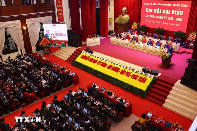 Đại hội đại biểu Đảng bộ các cơ quan Đảng Trung ương lần thứ nhất, nhiệm kỳ 2025-2030. (Ảnh: TTXVN)   Đại hội đại biểu Đảng bộ các cơ quan Đảng Trung ương lần thứ nhất, nhiệm kỳ 2025-2030. (Ảnh: TTXVN)