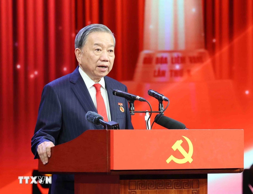 Tổng Bí thư Tô Lâm phát biểu tại buổi Lễ. (Ảnh: TTXVN)