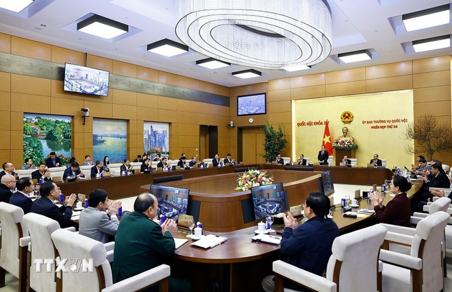   Chủ tịch Quốc hội Trần Thanh Mẫn phát biểu khai mạc Phiên họp. (Ảnh: TTXVN)