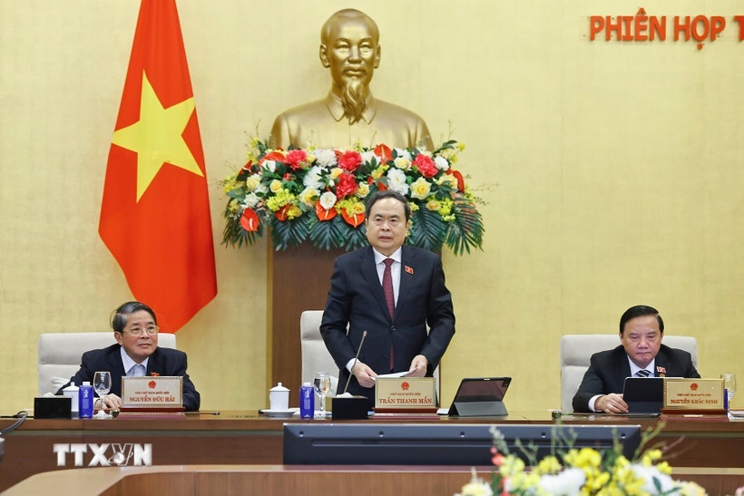 Chủ tịch Quốc hội Trần Thanh Mẫn phát biểu khai mạc Phiên họp. (Ảnh: TTXVN)