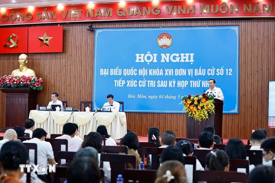   Chủ tịch Quốc hội Trần Thanh Mẫn phát biểu. (Ảnh: TTXVN)